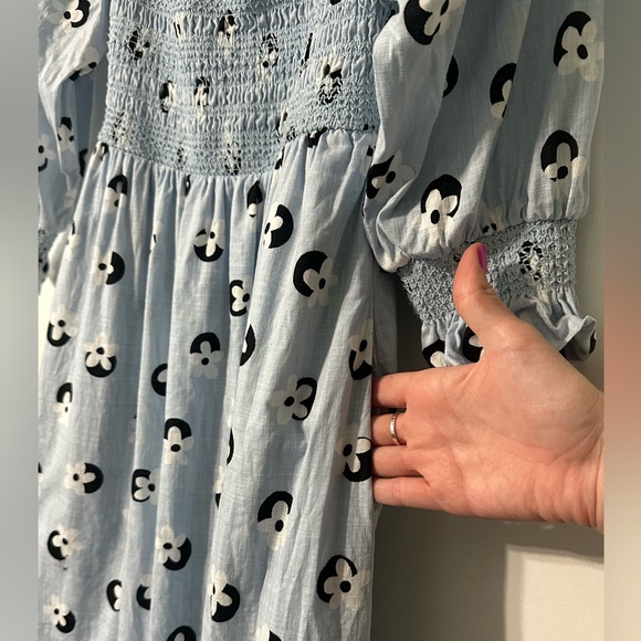 Kate Spade Floral Dot Smocked Midi Dress - Picture 4 of 8